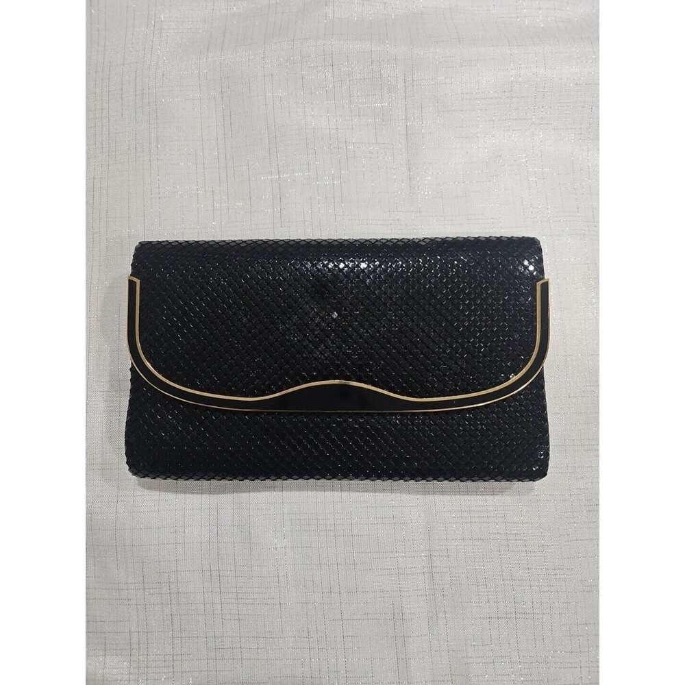 Vintage Black Metallic Mesh Shoulder Bag / Purse / Clutch - Made In Hong Kong